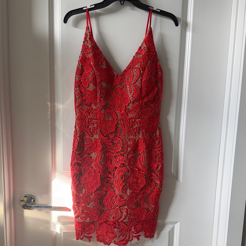Gianni Bini Red Lace Mini Dress